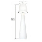 Wymiary lampy Grzybek LED: wysokość 172 cm, średnica klosza 30 cm u góry i 40 cm u dołu