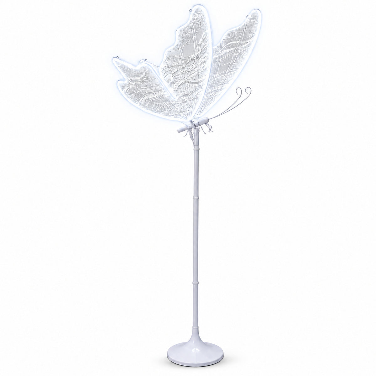 Lampa podłogowa LED Motyl ze świecącymi skrzydłami, zimna biel
