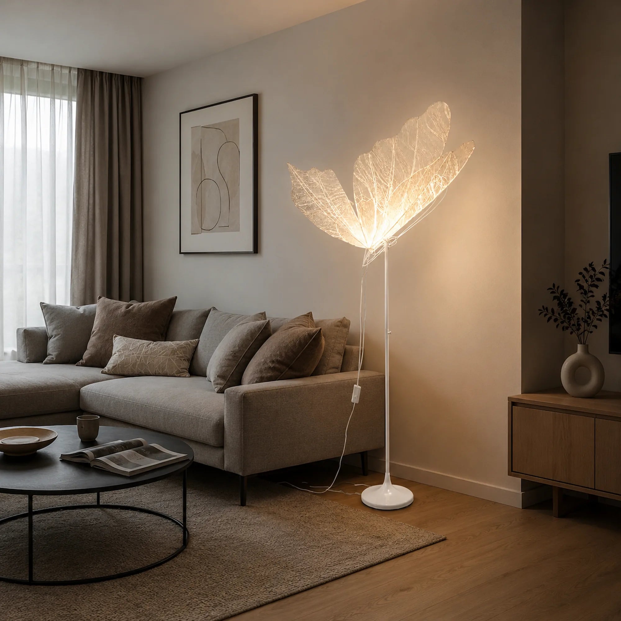 Lampa Podłogowa Dekoracyjna LED Motyl ze Świecącymi Skrzydłami 80 cm