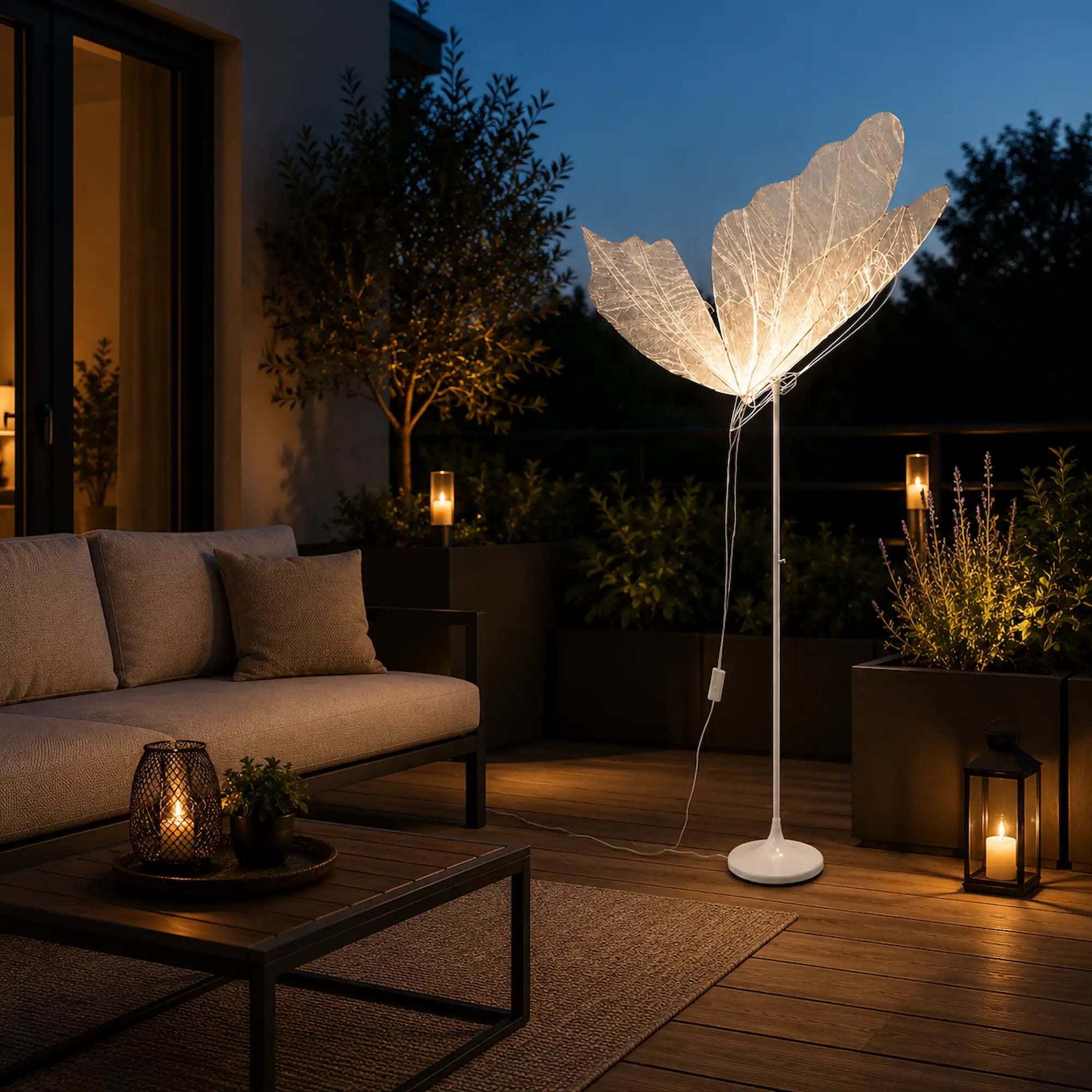 Lampa Podłogowa Dekoracyjna LED Motyl ze Świecącymi Skrzydłami 80 cm