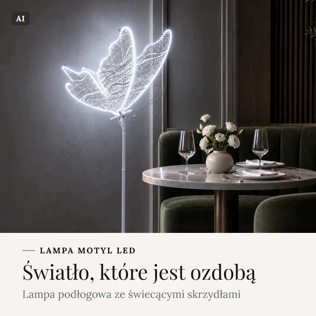Film: lampa Motyl LED świeci zimną bielą w restauracji, salonie, sypialni i na sali weselnej